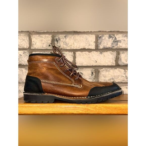 Steve Madden 11 Cognac Brown Black Genuine Leather Oricl 247 Lace up Boots